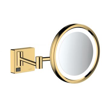 Oglinda cosmetica cu brat Hansgrohe Logis AddStoris x3  16cm  iluminat LED  gold optic lustruit RESIGILAT