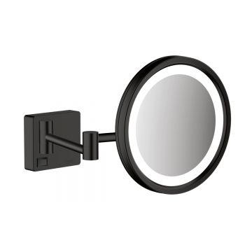 Oglinda cosmetica cu brat Hansgrohe Logis AddStoris x3  16cm  iluminat LED  negru mat