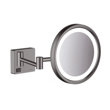 Oglinda cosmetica cu brat Hansgrohe Logis AddStoris x3  16cm  iluminat LED  negru periat