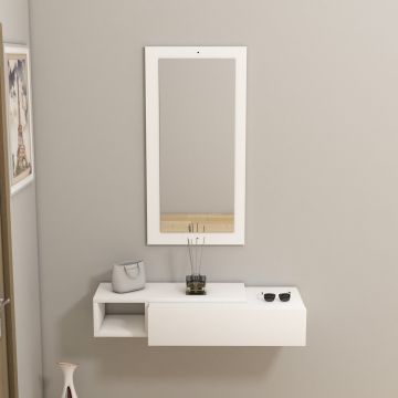 Consola suspendata cu oglinda Vien Alb 82x15.8x29.6 cm