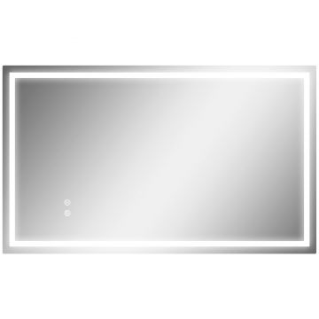 HOMCOM Oglindă de Baie Iluminată cu Lumini LED Reglabile și Strat Anti-Condens, 100x60 cm, Transparent | Aosom Romania