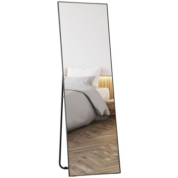 HOMCOM Oglindă Înaltă de Podea sau Perete pentru Dormitor și Cameră de zi, 40x4x150 cm, Negru | Aosom Romania