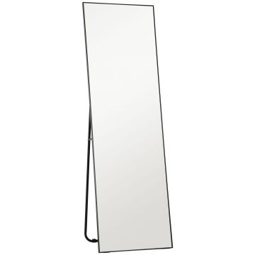 HOMCOM Oglindă Înaltă de Podea sau Perete pentru Dormitor și Cameră de zi, 40x4x150 cm, Negru | Aosom Romania