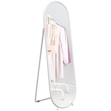HOMCOM Oglindă Verticală de Podea cu Suport 40x41x159 cm Alb | Aosom Romania