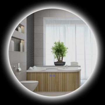 kleankin Oglindă de Baie Rotundă cu Lumină LED în 3 Culori și Întrerupătoare Touch, Ø70x3,5 cm, Transparet | Aosom Romania