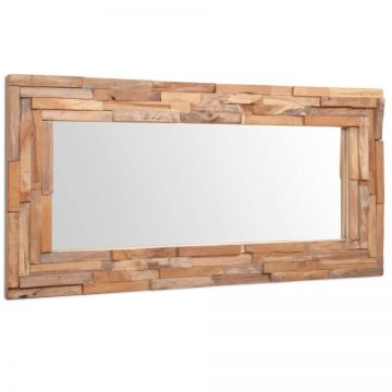 Oglindă decorativă din lemn de tec, 120 x 60 cm, dreptunghiular
