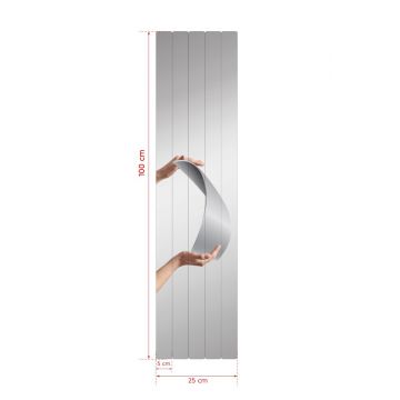 Oglinda decorativa, Mirrorland, Rectangular Stripe, Oglindă indestructibilă cu obturator, Argintiu
