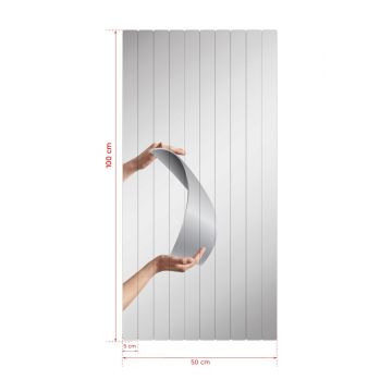 Oglinda decorativa, Mirrorland, Rectangular Stripe, Oglindă indestructibilă cu obturator, Argintiu