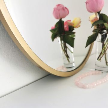 Oglinda decorativa, Neostill, Gold Metal Çerçeve Yuvarlak Ayna A708, 60x60x2.2 cm, Metal, Auriu