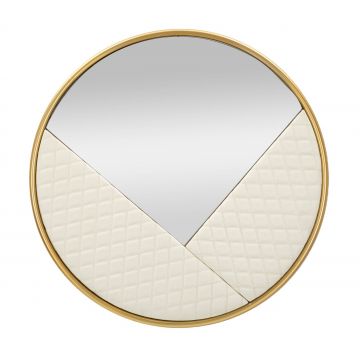 Oglinda decorativa Sharon, Mauro Ferretti, 80x80 cm, fier/MDF/oglinda, alb/auriu