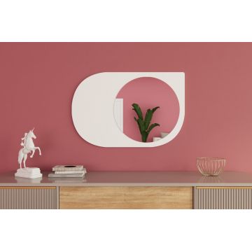 Oglinda decorativa, Siam, Pubble, 60x90x2.2 cm, Alb