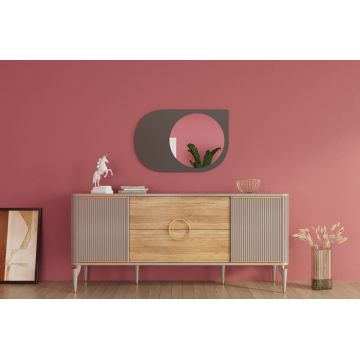 Oglinda decorativa, Siam, Pubble, 60x90x2.2 cm, Antracit