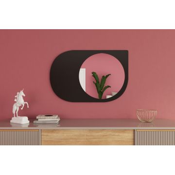 Oglinda decorativa, Siam, Pubble, 60x90x2.2 cm, Negru