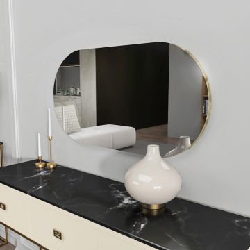 Oglinda decorativa, Siam, Riors, 45x85x2.2 cm, MDF , Transparent/Auriu