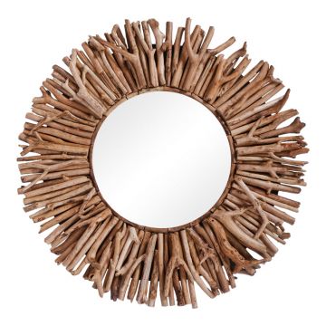 Oglindă Grazzy Inart din lemn de arum în nuanță Naturală Ö70x8cm