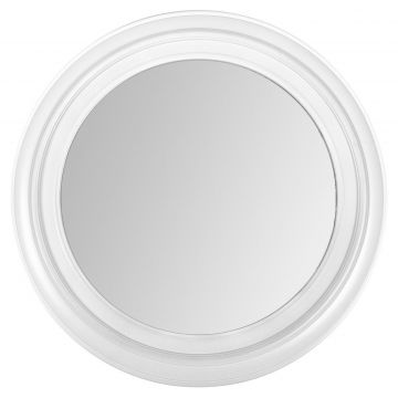 Oglinda perete, model rotund, rama plastic, culoare alb, diametru 54cm