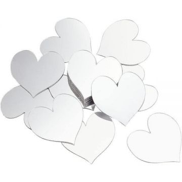 Set 100 Oglinzi Acrilice Autoadezive, Model Inima, 4x4 cm, Silver - Ideale pentru decorarea peretilor,