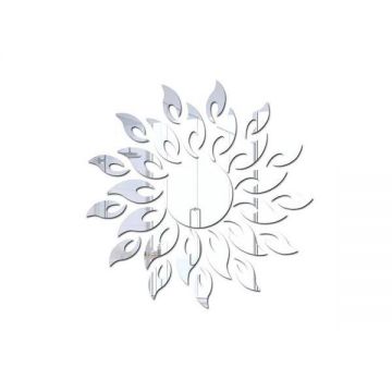 Set 27 Oglinzi Acrilice din PVC, Nierbo, Soare cu 26 de Raze, Autoadezive pentru Decorarea Peretilor, 50 x 50