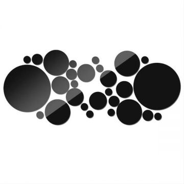 Set 31 Oglinzi Acrilice din PVC, Autoadezive pentru Decorarea Peretilor, Sfere Negre