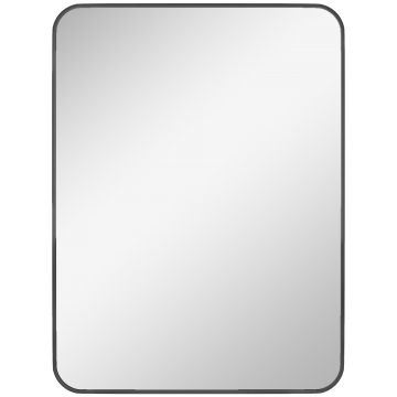HOMCOM Oglindă de baie dreptunghiulară cu cadru metalic Oglindă decorativă pentru dormitor sufragerie sau antreu 60x80 cm Negru | Aosom Romania