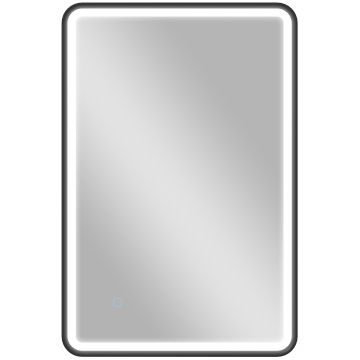 HOMCOM Oglindă de baie LED 90 x 60 cm, lumini, 3 culori, reglabilă, funcție memorie, orizontală și verticală, negru | Aosom Romania