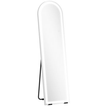HOMCOM Oglindă de corp întreg cu lumini LED, 150 x 40 cm, arcuită, dimabilă, 3 culori de lumină, freestanding sau montare pe perete, Alb | Aosom Romania