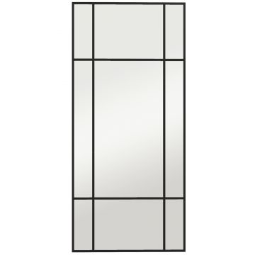 HOMCOM Oglindă de Perete Stil Fereastră Montaj Vertical Orizontal 110x50cm Negru | Aosom Romania