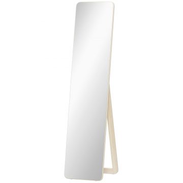 HOMCOM Oglindă pe suport și montată pe perete dreptunghiulară dim. 37L x 43l x 156H cm lemn natural | Aosom Romania