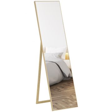 HOMCOM Oglindă rectangulară de podea pentru vestiar, living, baie, hol 40 x 47 x 147 cm natural | Aosom Romania