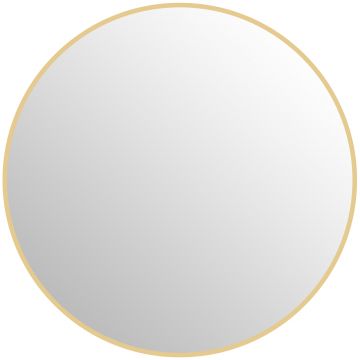 HOMCOM Oglindă Rotundă pentru Baie, din Sticlă și Oțel, Ø70x2.5 cm, culoare Auriu | Aosom Romania