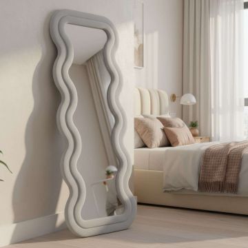 Oglinda Cheval, Hanah Home, Mundo Oval, 65x170 cm, MDF , Crem