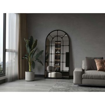 Oglinda Cheval, Hanah Home, Ovalis, 90x180 cm, Metal, Negru