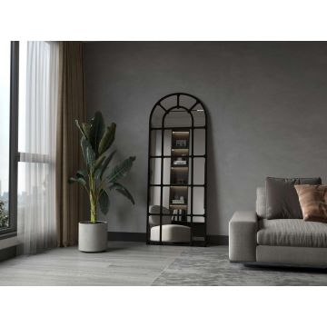 Oglinda Cheval, Hanah Home, Ovalis Dar, 70x180 cm, Metal, Negru