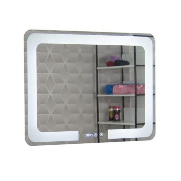 Oglinda cu iluminare LED, functie dezaburire, ceas si termometru, MD1, 80x60 cm