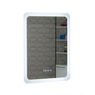 Oglinda cu iluminare LED, functie dezaburire, ceas si termometru, MD2, 60x80 cm