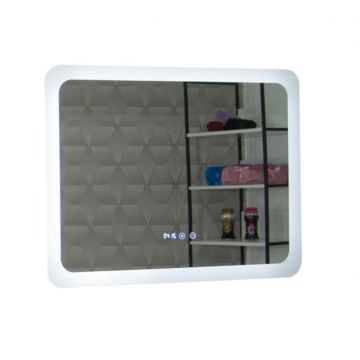 Oglinda cu iluminare LED, functie dezaburire, ceas si termometru, MD2, 80x60 cm