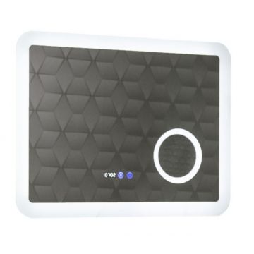 Oglinda cu iluminare LED, functie dezaburire, ceas, termometru si lupa, MD5, 80x60 cm