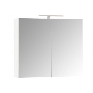 Oglinda cu iluminare LED, QUATTRO, alb, 80x68 cm
