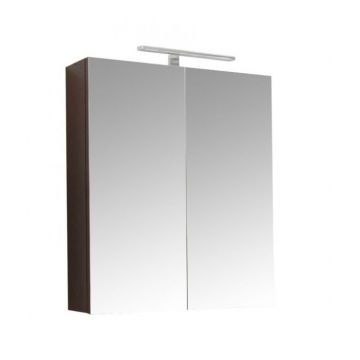 Oglinda cu iluminare LED, QUATTRO, wenge, 60x68 cm