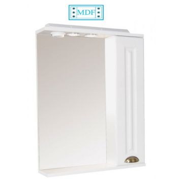 Oglinda cu iluminare LED, seria 172, front MDF, alb rustic, 60x71 cm