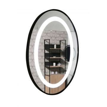 Oglinda cu iluminare LED si functie dezaburire, MD3, rama neagra, 50x70 cm