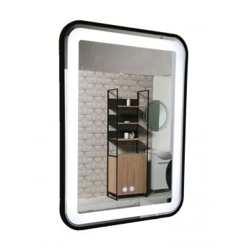 Oglinda cu iluminare LED si functie dezaburire, MD3, rama neagra, 60x80 cm