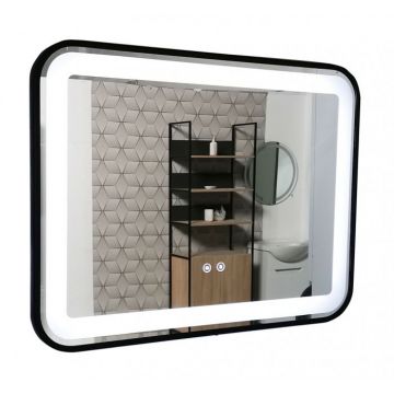 Oglinda cu iluminare LED si functie dezaburire, MD3, rama neagra, 80x60 cm