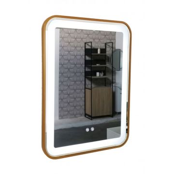 Oglinda cu iluminare LED si functie dezaburire, MD4, rama aurie, 60x80 cm