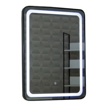 Oglinda cu iluminare LED si intrerupator touch, MD3, rama neagra, 60x80 cm