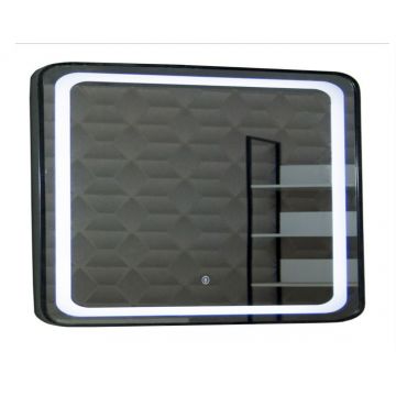 Oglinda cu iluminare LED si intrerupator touch, MD3, rama neagra, 80x60 cm