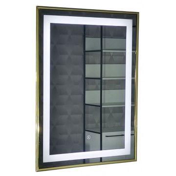 Oglinda cu iluminare LED si intrerupator touch, MD4, rama aurie, 60x80 cm