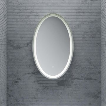 Oglinda de baie, cu touch, ovala, rama compozit, 45x80x56 cm, MonBlari