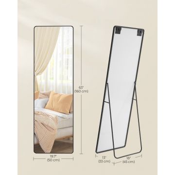 Oglinda de podea Negru Songmics 160x50x1.3 cm