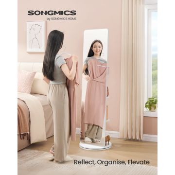 Oglinda de podea rotativa Songmics Alb 45x45x163 cm